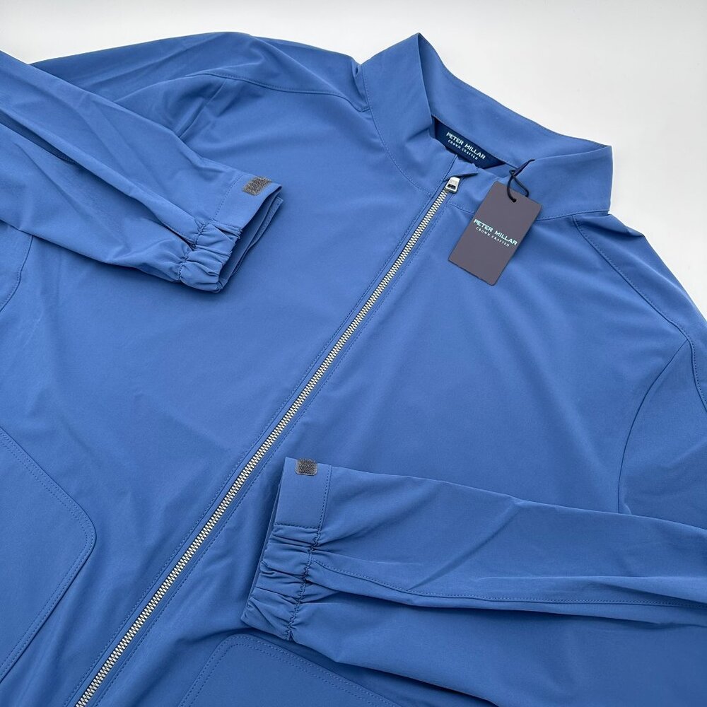 Peter Millar Men's Crown Craft Contour Full Zip Golf Jacket, Size XL, Ocean Blue